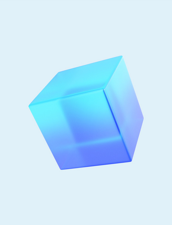 立体方块3D蓝色方块透明玻璃装饰免抠图片