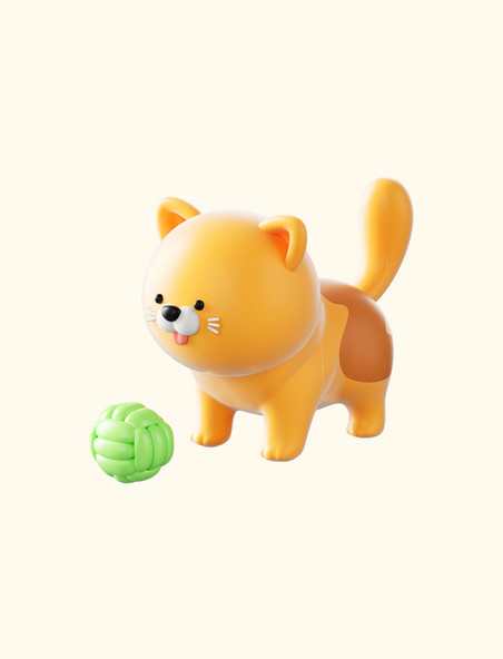 毛线球3d可爱毛线小猫动物宠物玩具素材