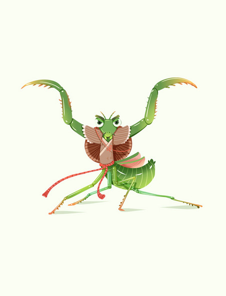 夏天昆虫螳螂拟人动物春天惊蛰元素