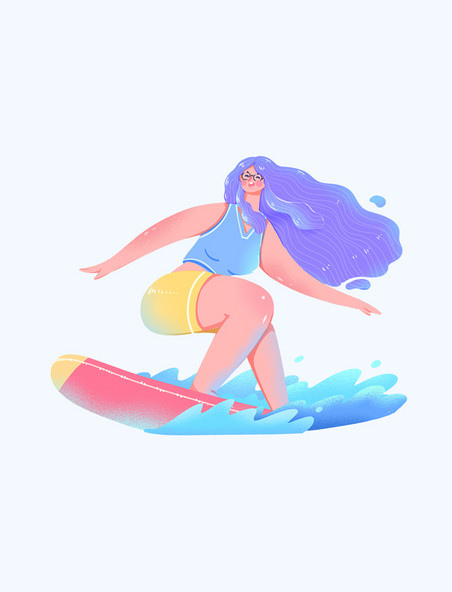 夏天冲浪运动海边少女元素