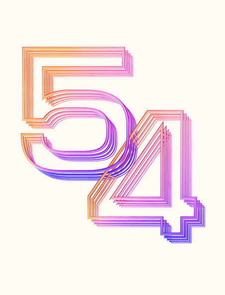 3D立体C4D撞色54数字青年节彩色五四艺术字元素