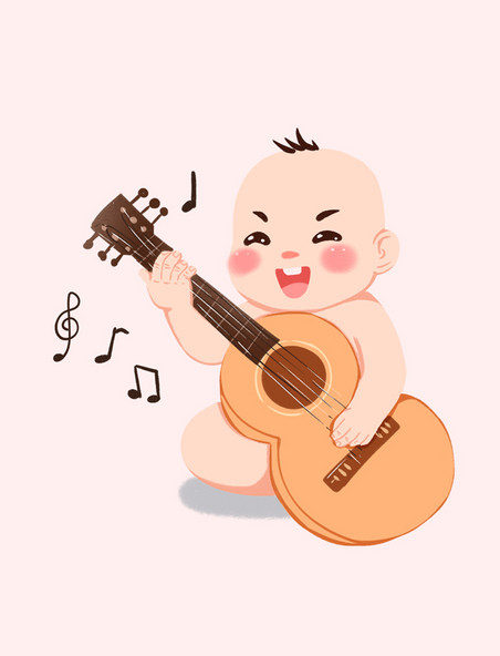 母婴幼儿音乐婴儿baby可爱宝宝弹吉他元素