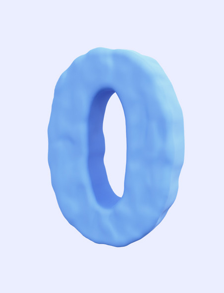 立体黏土数字0蓝色3D元素