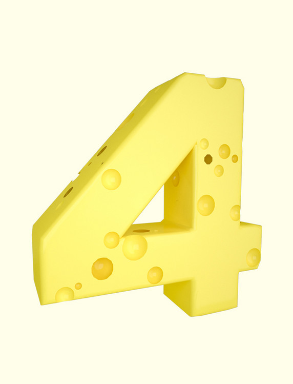 C4D卡通可爱芝士3D立体奶酪数字4装饰