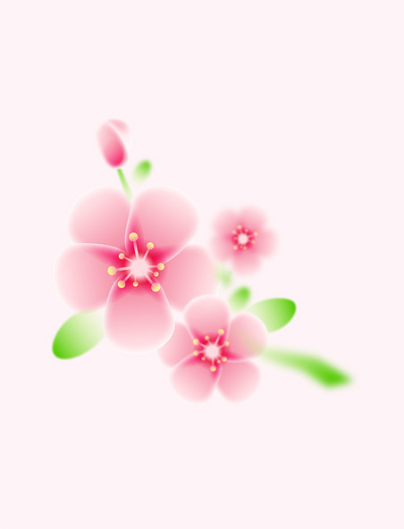 春天弥散风粉色桃花枝植物元素