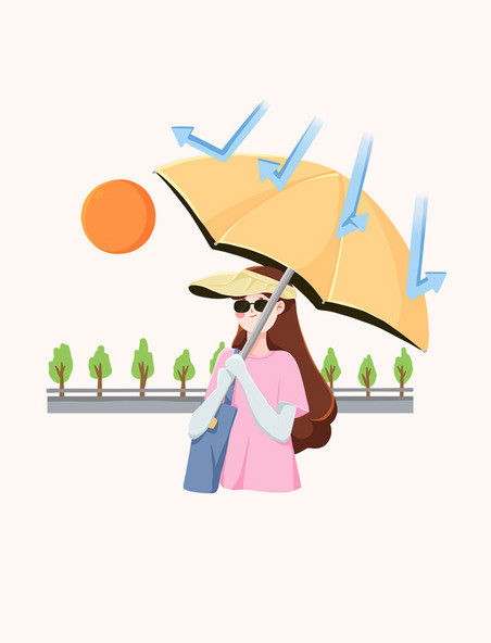 夏天雨伞高温炎热天气防晒措施元素