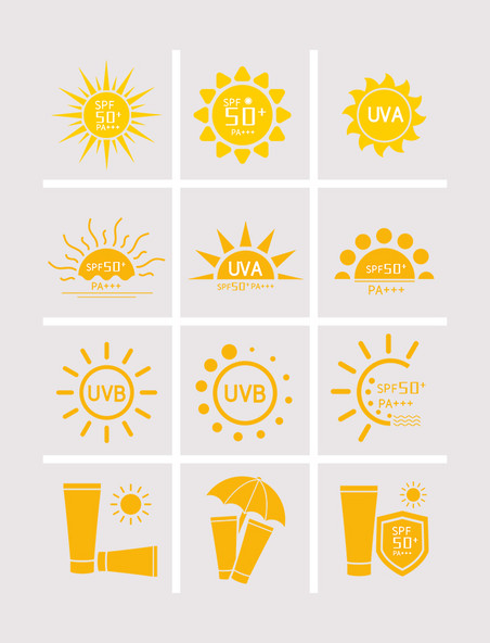 黄色防晒主题图标灰色icon太阳