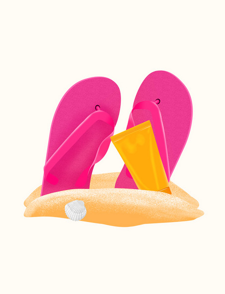 夏天防晒沙滩拖鞋粉色的人字拖鞋元素