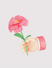 花朵植物春天手拿康乃馨手势