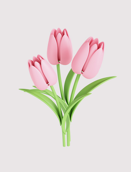 立体郁金香花朵植物春天