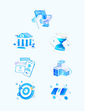 3d玻璃金融元素商务办公金融蓝色icon