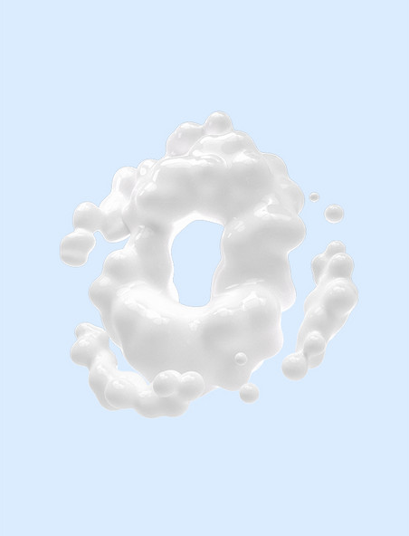 c4d立体数字0模型零添加创意牛奶云朵漂浮元素