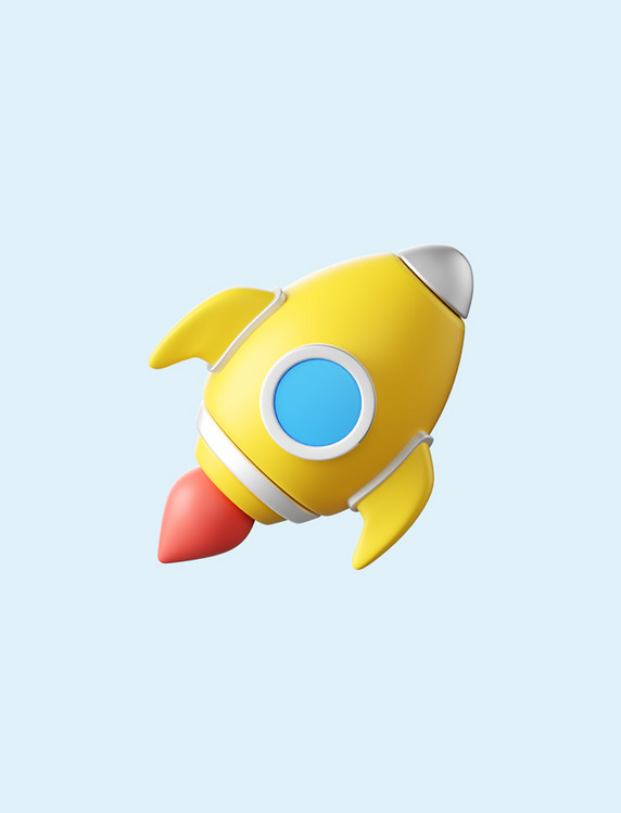 3d办公图标火箭元素商务社交软件icon加速