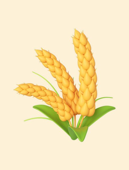 立体小满金色麦穗植物农作物丰收秋天秋收小麦