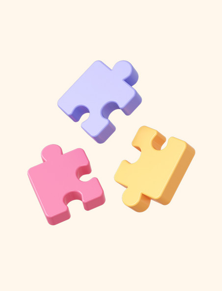 3D立体彩色拼图商务团队合作元素儿童节积木