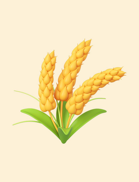 立体麦子金色麦穗植物农作物丰收秋天秋收小麦