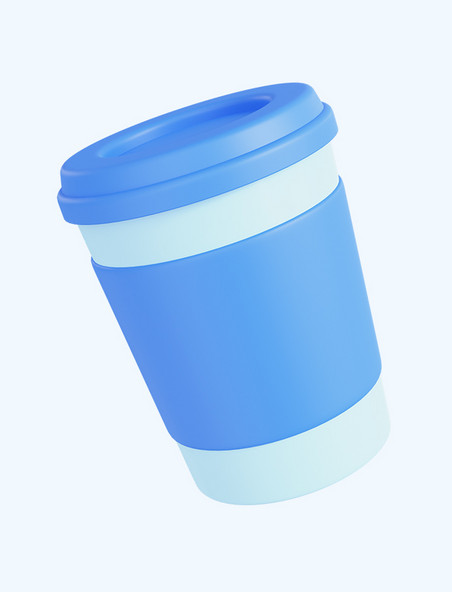 3D立体蓝色奶茶杯子饮料PNG素材