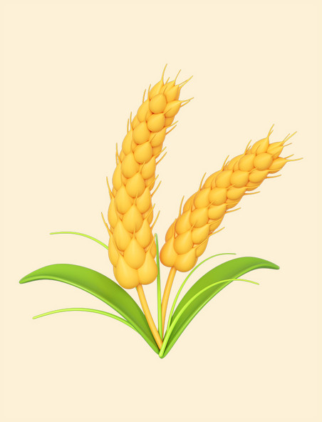 立体金色麦穗植物农作物丰收秋天秋收小麦