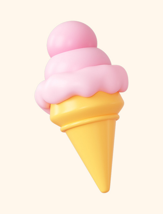 夏天夏季C4D立体夏日冷饮冰淇淋雪糕美食元素