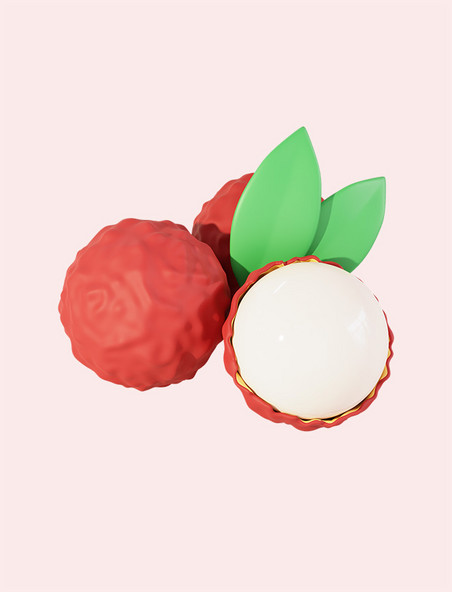 3D立体荔枝美食水果免抠元素