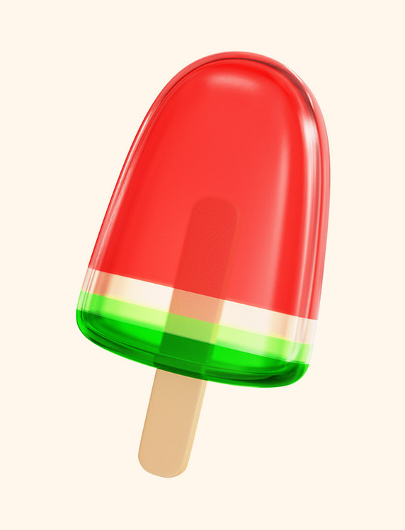 夏天夏季3D立体西瓜冰棍美食元素