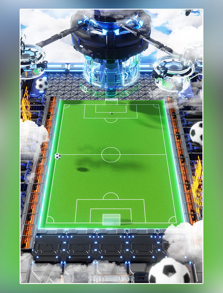 运动会足球3D立体科技风体育馆足球场比赛场景酒吧座位图