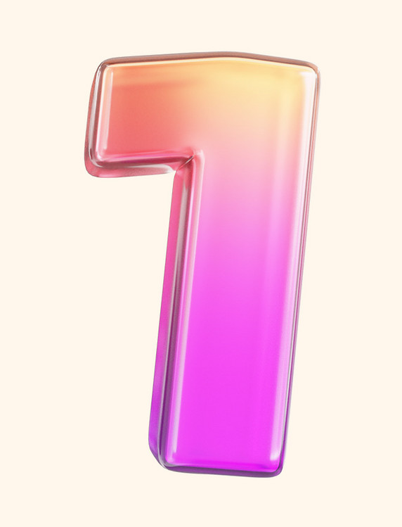 3d立体渐变数字1免抠艺术字