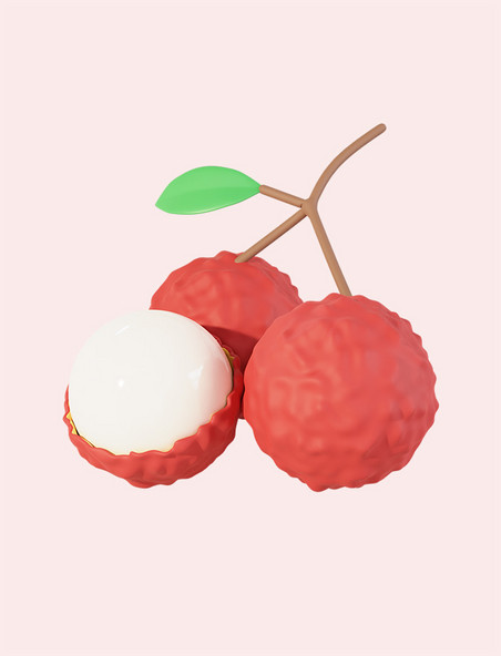 3D立体荔枝妃子笑美食水果元素