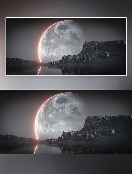 超现实科幻空间黑色3D立体外星星球背景