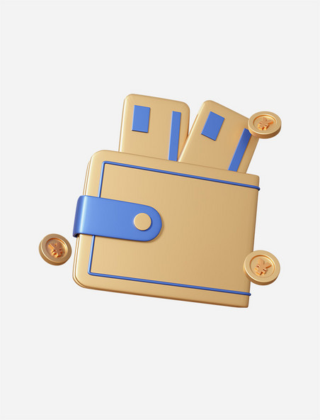 3D立体金融经济钱包图标金色免抠元素