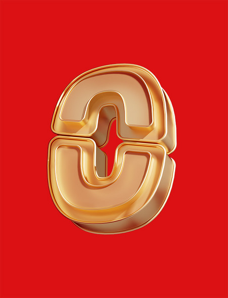 倒计时数字0立体烫金C4D艺术字