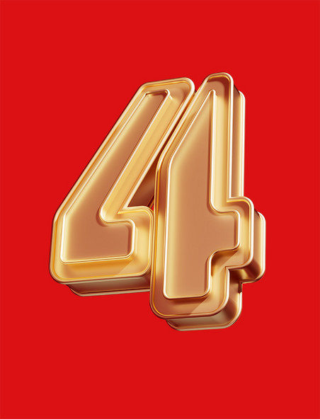倒计时数字4活动庆典立体烫金C4D艺术字