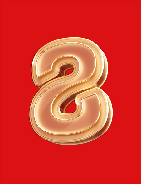 倒计时数字8立体烫金C4D艺术字