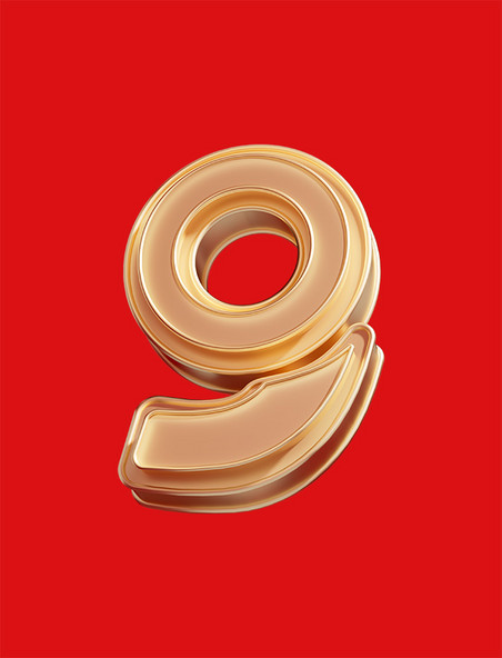 活动促销倒计时数字9立体烫金C4D艺术字