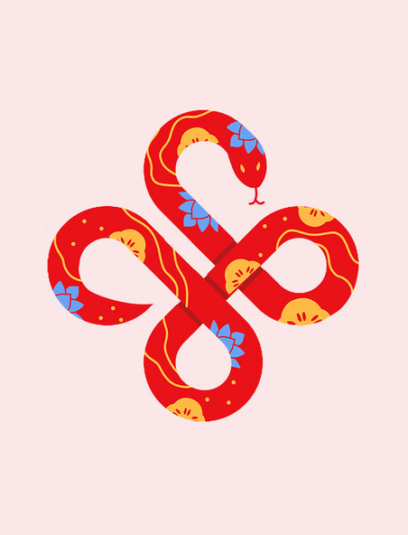蛇年小蛇中国结红色喜庆免抠元素