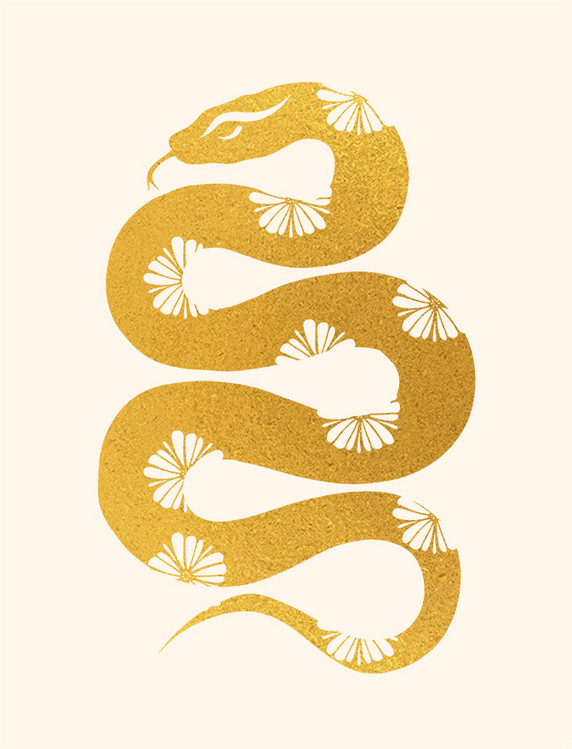金色蛇年大吉剪纸设计图