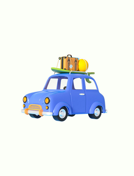 卡通春季春天旅游露营3D立体C4D汽车