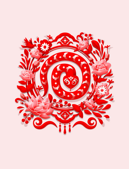 2025蛇年新年立体雕花窗花贴纸
