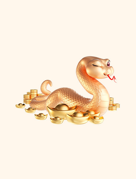 3D立体蛇年喜庆春节蛇形象png元素