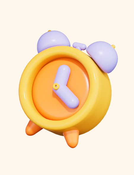 3D立体C4D膨胀风卡通闹钟元素