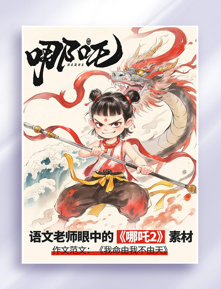 哪吒电影语录借势营销红色AIGC小红书封面