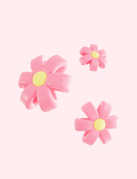 3D可爱立体春天春季粉色小花朵花卉鲜花元素