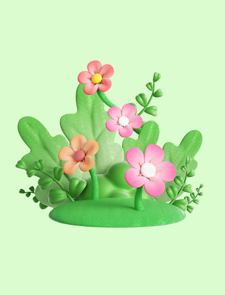 花朵植物春天踏青3D元素