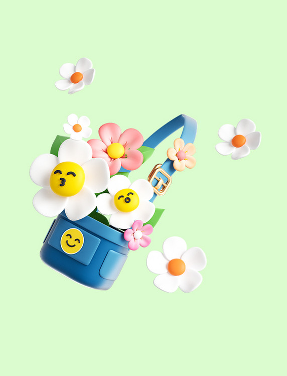 3D春天背包花朵植物