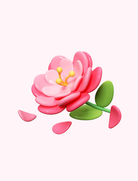 3D春天多巴胺花朵立体小花图片元素