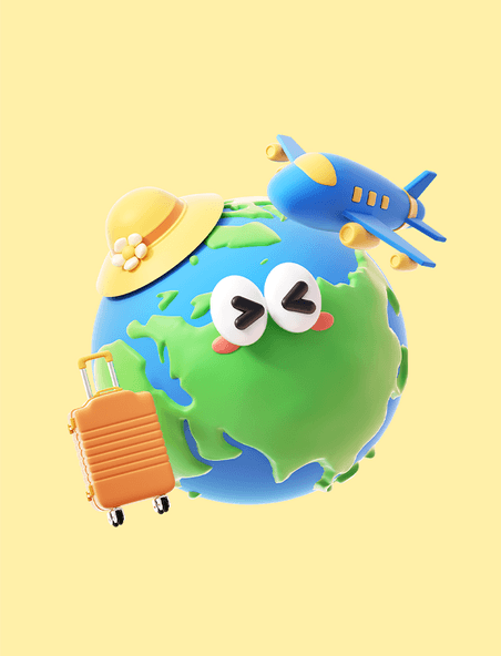 五一出游3D立体旅游出游促销元素