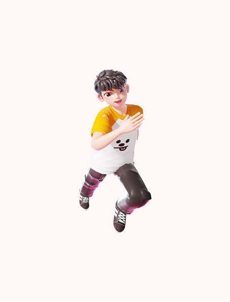 54青年节3D立体奔跑男孩3d人物