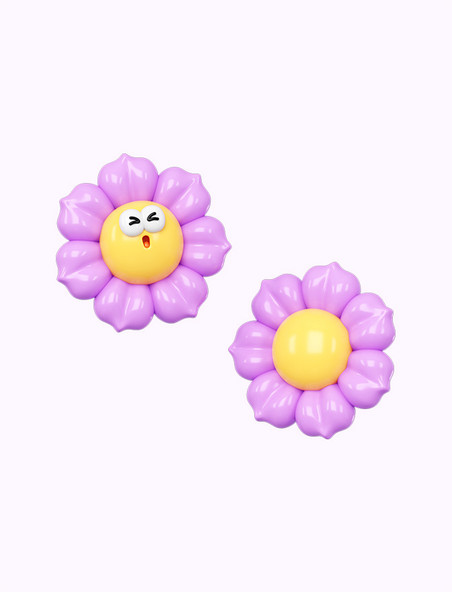 C4D立体春季春暖花开拟人花朵元素