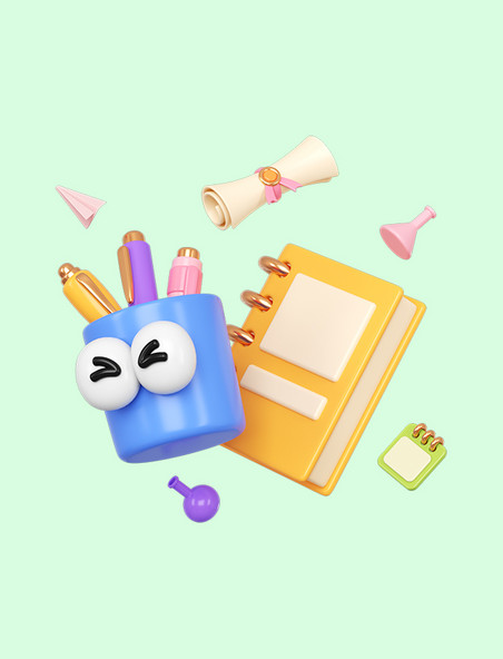 立体高考文具图标3d元素