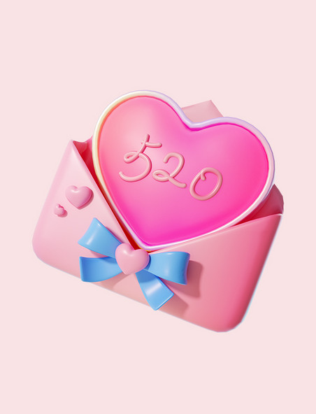 情人节3D爱心信封3d元素